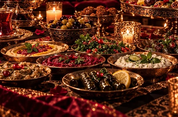 Kleiner Ausschnitt mit orientalischen Speisen – keine verbindliche Speisenauswahl